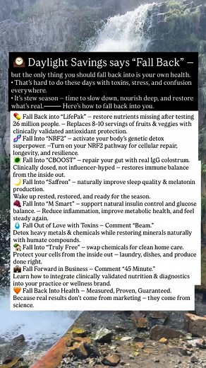 Daylight Savings says “Fall Back” — but the only thing you should fall back into is your own health. We’ve fallen for marketing. We’ve fallen for medicine that manages, not heals. We’ve fallen for influencers selling hype instead of science. It’s time to fall out of love with a broken medical system. Fall out of love with celebrity wellness & ego-driven advice. And fall back into measurable truth — where sovereignty replaces confusion, and results replace rhetoric. This season, we fall back into