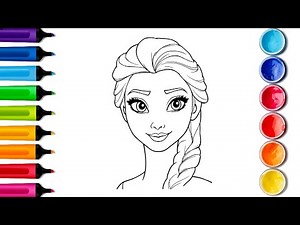 Frozen Elsa Face Drawing and Coloring | Easy Step by Step for Kids