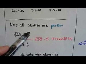 Grade 6 Math #12.5b, Square Roots as decimals - non-perfect squares