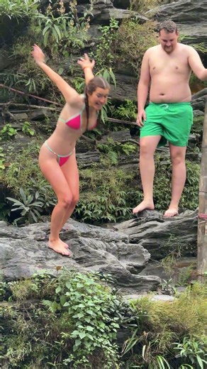 One Fearless Moment: A Pink Bikini Girl’s Life-Changing Jump #jumpthefalls