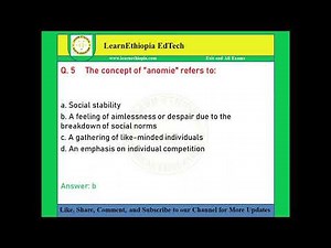 Exit Sociological Theories I | Model Exit Exam Questions for Sociology Exit Exam
