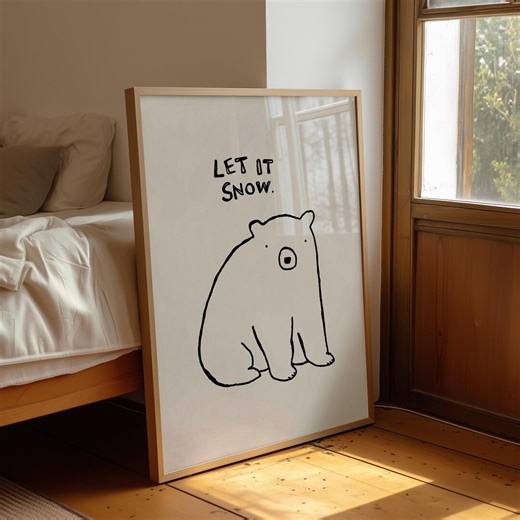 Let It Snow Print: Polar Bear Winter Printable Poster Wall Art (digital Download) - Etsy