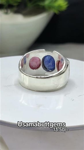 Natural Ruby And Neelam stone Pure Silver Ring Order Now By #usamabuttgems 03335858190 Whatsapp