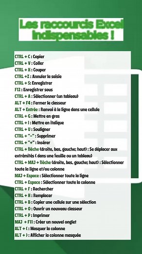 ⚡ Les raccourcis Excel que tu dois ABSOLUMENT connaître ! 💻 Pour aller 10x plus vite, gagner du temps et bosser comme un pro 😎 ⌨️ CTRL, ALT, MAJ… Je te montre en vidéo les combinaisons les plus puissantes pour : Naviguer plus vite 🚀 Sélectionner en un éclair 🎯 Formater instantanément ✨ Faire des calculs sans cliquer 🧮 Et booster ta productivité comme jamais 💥 Prêt(e) à devenir un(e) ninja d’Excel ? 🥷💚 🔗 Clique sur le lien dans ma bio pour plus d’astuces Excel simples et efficaces ! #exc