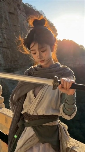 Feisty Rebel Lady Swordsman Flawless Sword Sequence in Ancient Temple