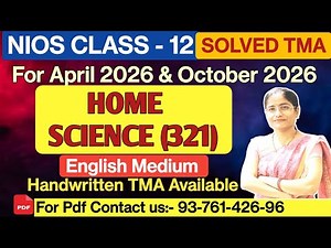 NIOS Class 12 Home Science Solved TMA english medium 2025-26
