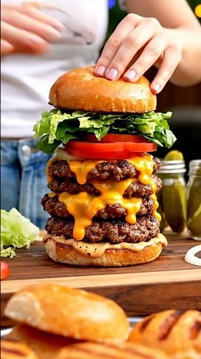 massive backyard burger bar for a summer party #burger #bbq #backyard #americancooking