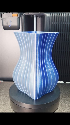 BAMBU LAB H2D 3D Printer Squara Vase Eryone Silk PLA Silver Blue #shorts #3dprinting #asmr