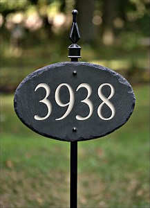 STONE House Numbers Slate Address Plaque / LAWN STAKE / Carved / Marker / Sign - Etsy
