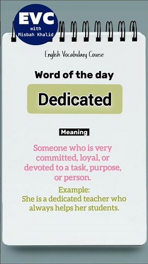 "Dedicated" Meaning in English| English Vocabulary Course #english #vocabulary #englishwithmisbah