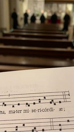 Benedictine monks at St Augustine's Abbey, Chilworth, UK sing Gregorian Chant.