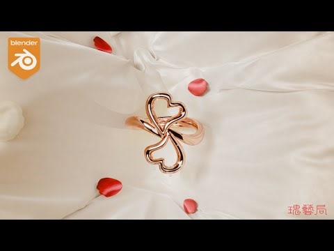 Jewelry Design In Blender Tutorial 319 Time-lapse：Dancing Twin Hearts Ring #Blender 4.5