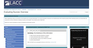 Library Homepage: Evaluating Sources: Overview