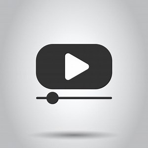 Film icon in flat style. Movie vector illustration on white isolated background. Play video business concept.