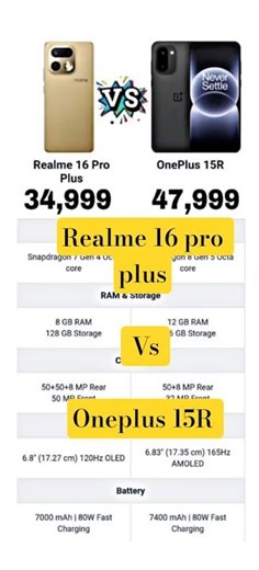 Realme 16 pro plus vs Oneplus 15R !! #youtubers #viral #shorts #duet #smartphone#iphone #short #yt