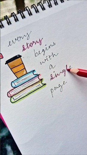 Easy Doodle ☕📚 | Cute Drawing Idea for Beginners |Quick Journal Illustration #journaling #sketchbook