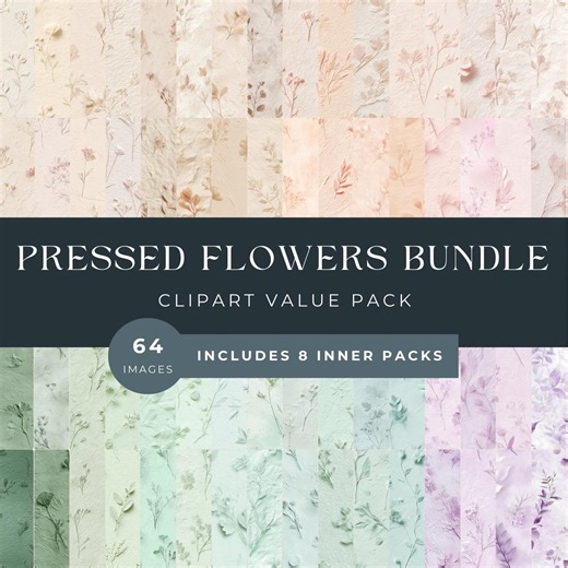 Pressed Flowers Seamless Pattern Bundle: Botanical Textures, Romantic Floral Backgrounds (digital Download) - Etsy