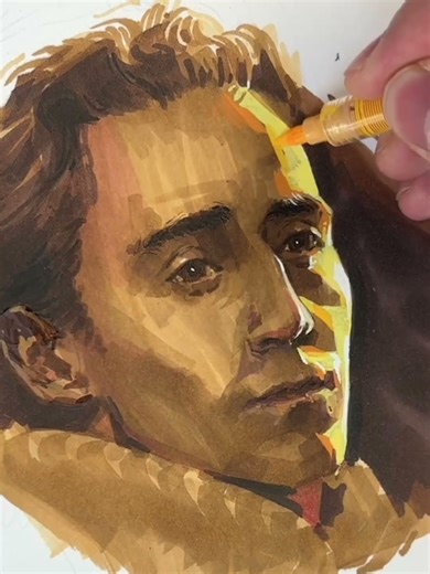 Quick Marker Portrait Sketch | Expressive Lines in Action#art #painting #drawing