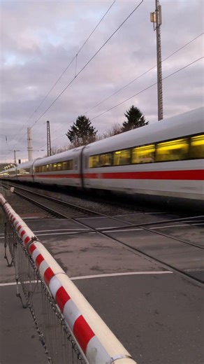 ICE passing a railroad crossing #highspeedtrain #deutschebahn
