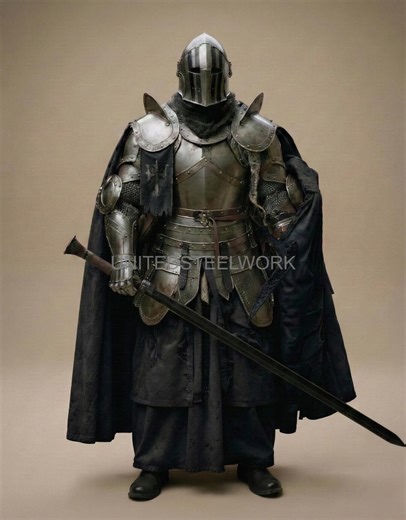 Medieval Barbuta Full Plate Knight Armor Costume | Handmade Strips Black Helmet | LARP & Cosplay Armor Set With Black Cape - Etsy