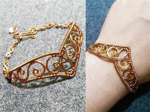 DIY ornate copper wire wrapped bracelet | Step-by-step jewelry making tutorial