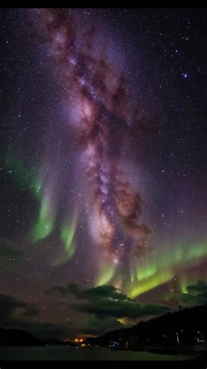 Northern/southern lights, aurora in a beautiful cosmic landscape, generated by AI #livewallpaper #space #aiart #universe #peace #fyp #auroraborealis #auroraaustralis #northernlights #southernlights #landscape #galaxy