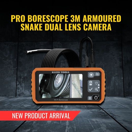 Built for tight spaces, hidden areas, and hard-to-reach spots - this borescope delivers crystal-clear visibility where it matters most. ✅ Compact 5.5mm IP67 water-resistant camera with sharp 720p resolution ✅ 4.3" colour LCD screen for clear, real-time viewing ✅ Hook & magnet attachments plus adjustable LED lighting for any inspection job SKU: A-ET19 #TradieTools #kleintoolsAU #AussieTradies #AussieSparks #AussieSparkyTools #ToolsForTradies #TradieGear | Klein Tools Australia
