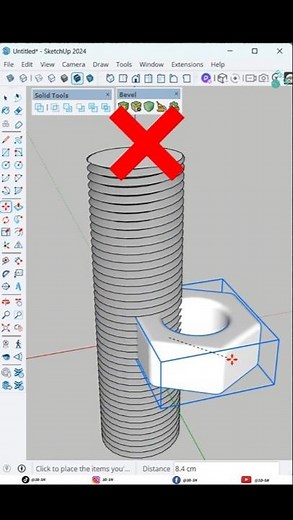 How to Model a Realistic Bolt with Threads in SketchUp #sketchup #sketchuptutorial #3dsn