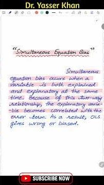 Simultaneous Equation Bias | SEM | Econometrics | Advanced Econometrics | Economics | OLS | ILS
