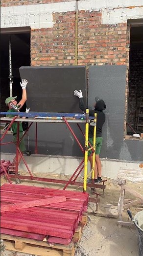 High-quality insulation of the facade of the house with graphite foam #construction #workers #foam