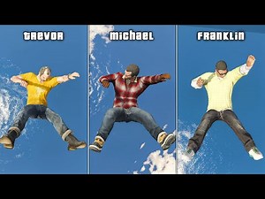 GTA 5 - Michael, Trevor & Franklin falling from the sky into the water