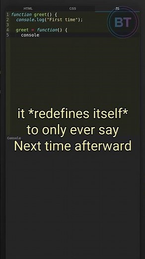 JavaScript Trick: A Function That Changes Itself #javascript