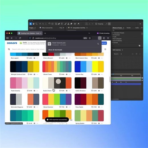 Import color palettes to After Effects (using Swatches)