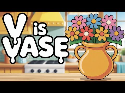 Letter V - Vegetable & Vase | ABC Learning for Kids with Kiwooza Friends #shorts