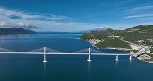 A stunning bridge construction that connects the southern coastal region with the rest of the country on the Adriatic Sea - Peljesac, Croatia