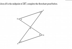 Given E is the midpoint of \overline { A C }, complete the flow... | Filo
