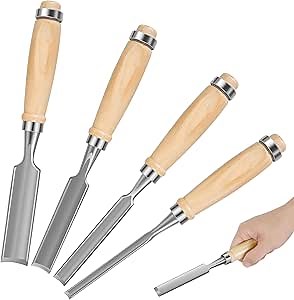4Pcs Wood Carving Gouges, Half-Round Chisel Knife, Carbon Steel Wood Carving Tools for Woodworking, 1/4" 1/2" 3/4" 1" Half-Circle Wood Carving Kit, Whittling Kit for Wood Engraving Carpenter