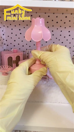 Pink Girl Bedroom Miniature Scene | Full Pink Dollhouse Setup