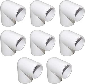1" 90 Degree PVC Elbow Fitting, Furniture Grade 2 Way Right Angle Elbow Side Outlet, PVC Corner Fittings for DIY Building Furniture Greenhouse Shed Pipe Fittings Tent Connection (Pack of 8)