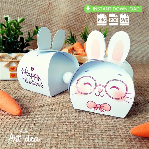 Printable Easter Bunny Favor Box Template (instant Download) - Etsy