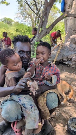 Hadzabe Parents and Elders Teaching Kids Peace During Mealtime