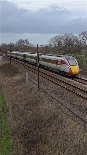 LNER Class 800 Azuma Number 800110 & Number 801101 at speed on the East Coast Main Line