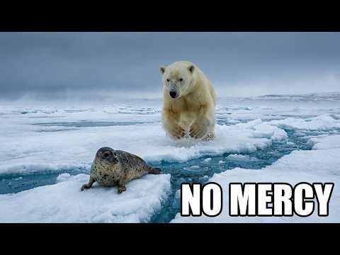 Polar Bear vs Seal Predator and Prey on Melting Arctic Ice