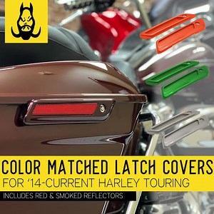 Saddlebag Latch Covers available in a variety of Harley Davidson OEM color-matched colors! | HOGWORKZ