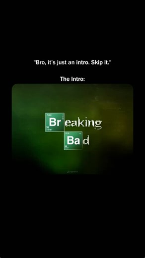 Movies on Instagram: "Breaking Bad’s intro is only 18 seconds long, but every frame is loaded with meaning. The smoky green background comes from real chemical vapor footage, tying directly to Walt’s transformation into “Heisenberg.” The title uses symbols from the periodic table (Br & Ba) to hint at the show’s core theme: chemistry turning into crime. Even the eerie sound design mimics a Bunsen burner hiss mixed with a low-frequency rumble, creating a sense of danger from the very first second.