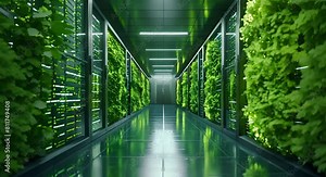 Innovative green cloud technology and data center storage using renewable energy. Concept Green Technology, Cloud Computing, Data Centers, Renewable Energy, Innovation Stock Video