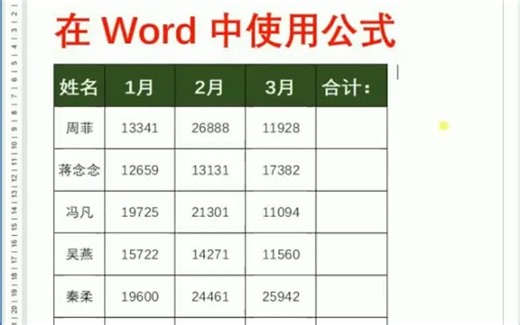 Word中使用函数公式