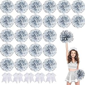 Amazon.com : Simgoing 72 Pcs 72pcs Large Cheerleader Pom Poms Set Include 48 Pack 12" Metallic Cheerleading Pom Poms Bulk, 24 Hair Bow Cheer Accessorize Stuff for Soccer Football Sport Event Team (Black and Gold) : Sports & Outdoors