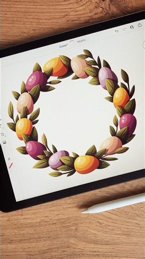 Easter wreath #vectordrawing #digitaldrawing #illustration #vectorart #drawingprocess #eastereggs