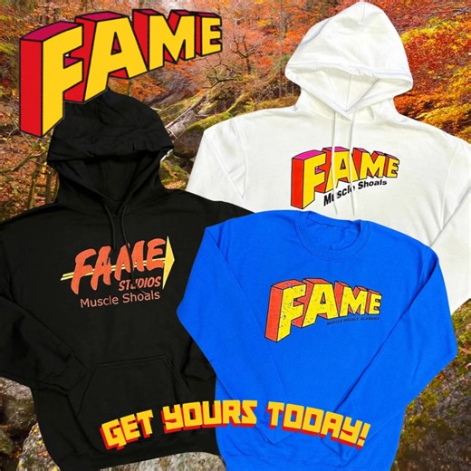 Don’t let the chilly nights slow you down this fall! FAME hoodies, tees, and hats have got you covered. Stay warm https://shop.famestudios.com | FAME Recording Studios & Publishing Co.